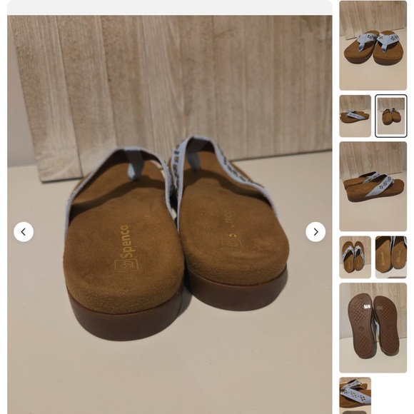 Spenco Blue Riveted Flipflops, Sandals 8 - Picture 2 of 6